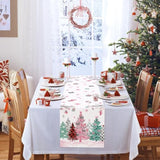Merry Christmas Tree Table Runner 13X72 Inch Pink Green Xmas Trees Snowflakes Pine Branch Winter Holiday Kitchen Dining Table Decoration For Indoor Outdoor Home Party Décor