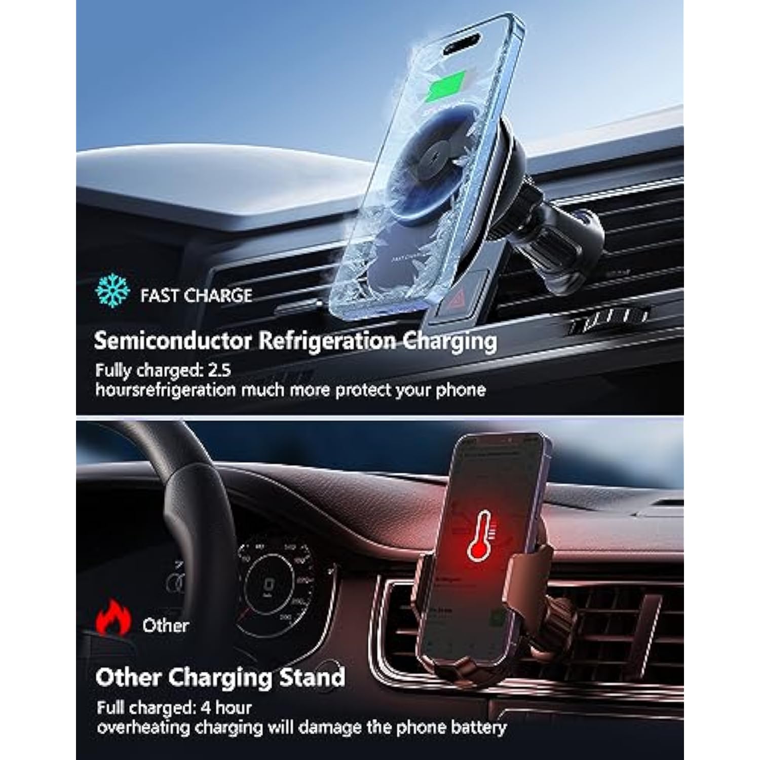 Magsafe Car Mount Charger?15W Magsafe Vent Mount With Cooling Fan?Magnetic Car Wireless Charger For Iphone 17 Pro Max/17/16/15/14/13/12, Black