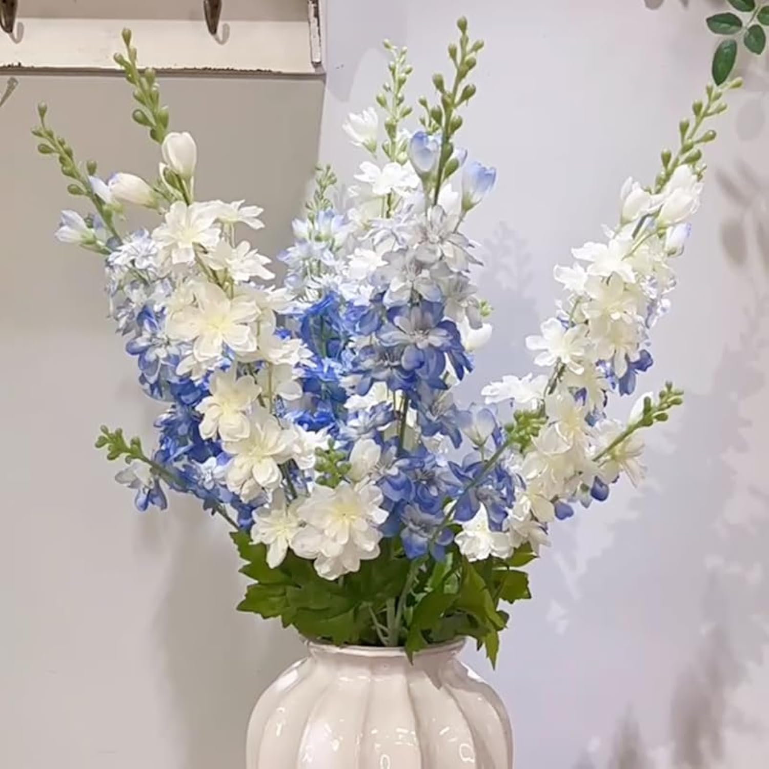 4Pcs Blue Flowers Artificial For Decoration,33'' Artificial Delphinium Flowers Long Stem Silk Flowers For Home Decor Indoor Weddings Party Centerpieces