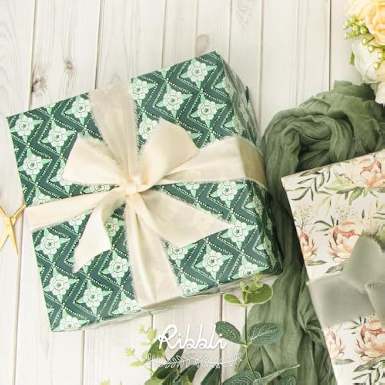 Ivory Silk Satin Ribbon 1.5 Inch X 30 Yard Handmade Frayed Chiffon Cream Ribbon For Gift Wrapping Wedding Invitations Bridal Bouquets Home Decor