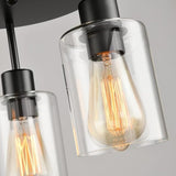 3 Light Industrial Farmhouse Ceiling Light Black Matte Semi Flush Mount with Glass Shades