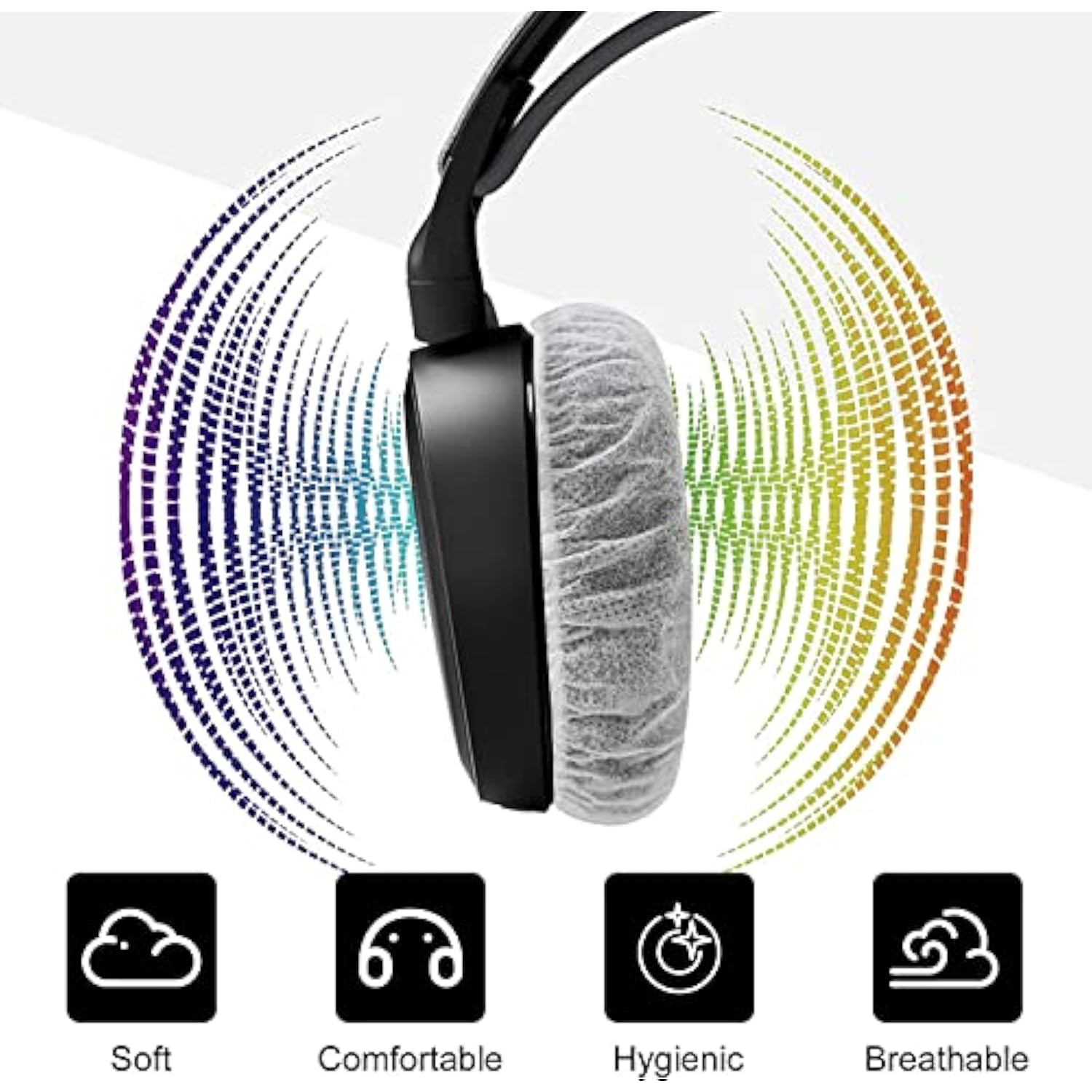 Pack Of 200 Disposable Headphone Covers Sanitary Earpad Covers White 11Cm