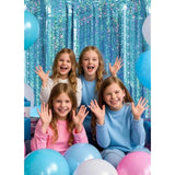 2Pcs Blue Ocean Princess Birthday Backdrop, Tinsel Streamers & Party Decor