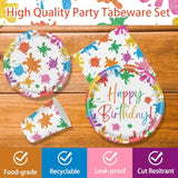 140Pcs Paint Splatter Party Decorations, Painting Party Tableware Set Plates,Napkins,Cups For Art Painting Party Supplies Birthday Baby Shower Decorations