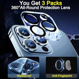 Designed For Iphone 13 Pro Max Camera Lens Protector, Designed For Iphone 13 Pro Camera Lens Protector, 3 Pack 9H Tempered Glass, Night Shooting Mode, High Definition, Case Friendly