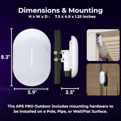 Ap6-Pro Outdoor Wifi 6 Access Point | 6.3Gbps, Dual Band, Ip68 Rated For Optimal Weatherproof Protection | 4096 Qam | Poe+, Seamless Roaming, Wpa3 & App Control | Wireless Access Point
