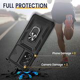 Compatible With Samsung Galaxy A53 5G Case With Camera Cover & Kickstand Ring With Tempered Glass Screen Protector, Military Grade Shockproof Protective Bumper Cover Black