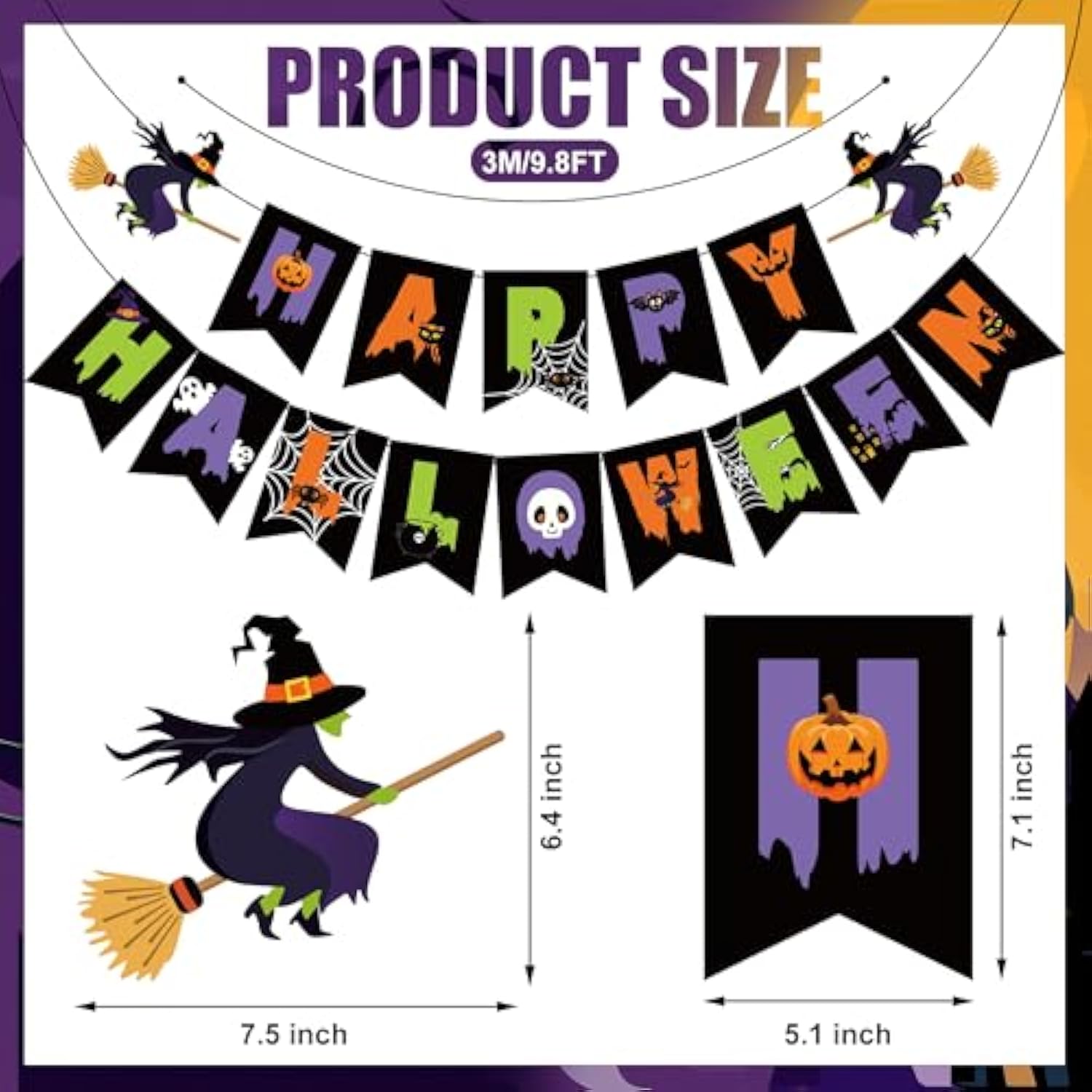 Halloween Party Decorations Happy Halloween Banner Ghost Pumpkin Witches Hanging