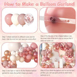 173Pcs Dusty Rose Pink Nude Balloon Garland Arch Kit, 18In Retro Blush Peach Mauve White Sand Gold Confetti Balloons For Girl Baby Shower Wedding Boho Birthday Party Decorations
