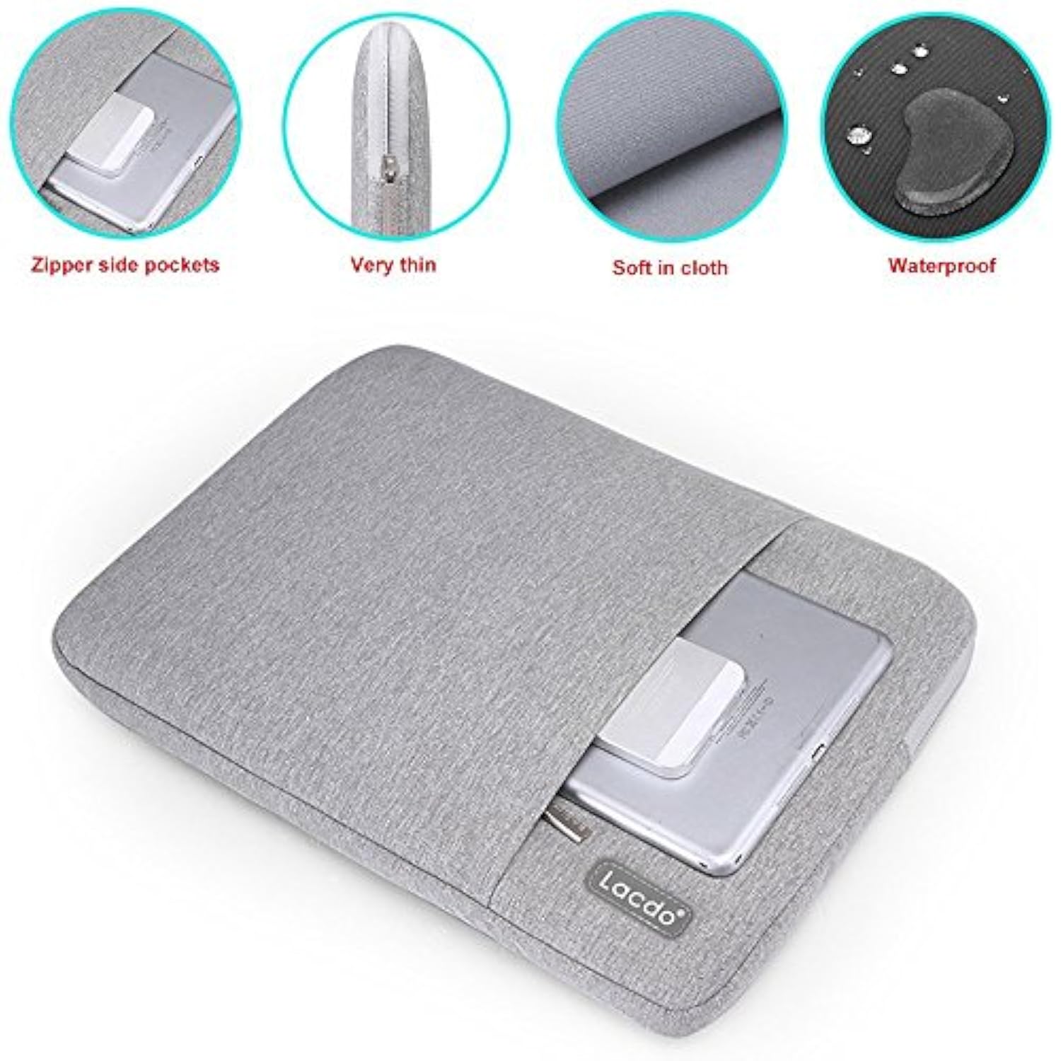 15.6 Inch Laptop Sleeve Case For 15.6" Acer Aspire 5, E 15, Flagship/Asus Vivobook 15 Tuf Fx505 / Dell Inspiron 15 / Ideapad/Hp Pavilion, Elitebook Water Repellent Notebook Bag, Gray