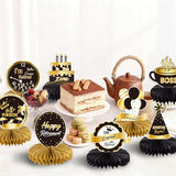 Gold & Black Retirement Party Table Decorations, 10 PCS Retirement Honeycomb Table Decorations for Farewell Party Supplies, Retirement Decorations for Men Boss Coworker