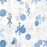 Snowflake-Snow Silver-Blue Christmas Party-Decorations Garland - 58Ft White Winter Wonderland Frozen Hanging Paper Streamers Banner,Birthday Baby Bridal Shower Wedding New Year Supplies Decor