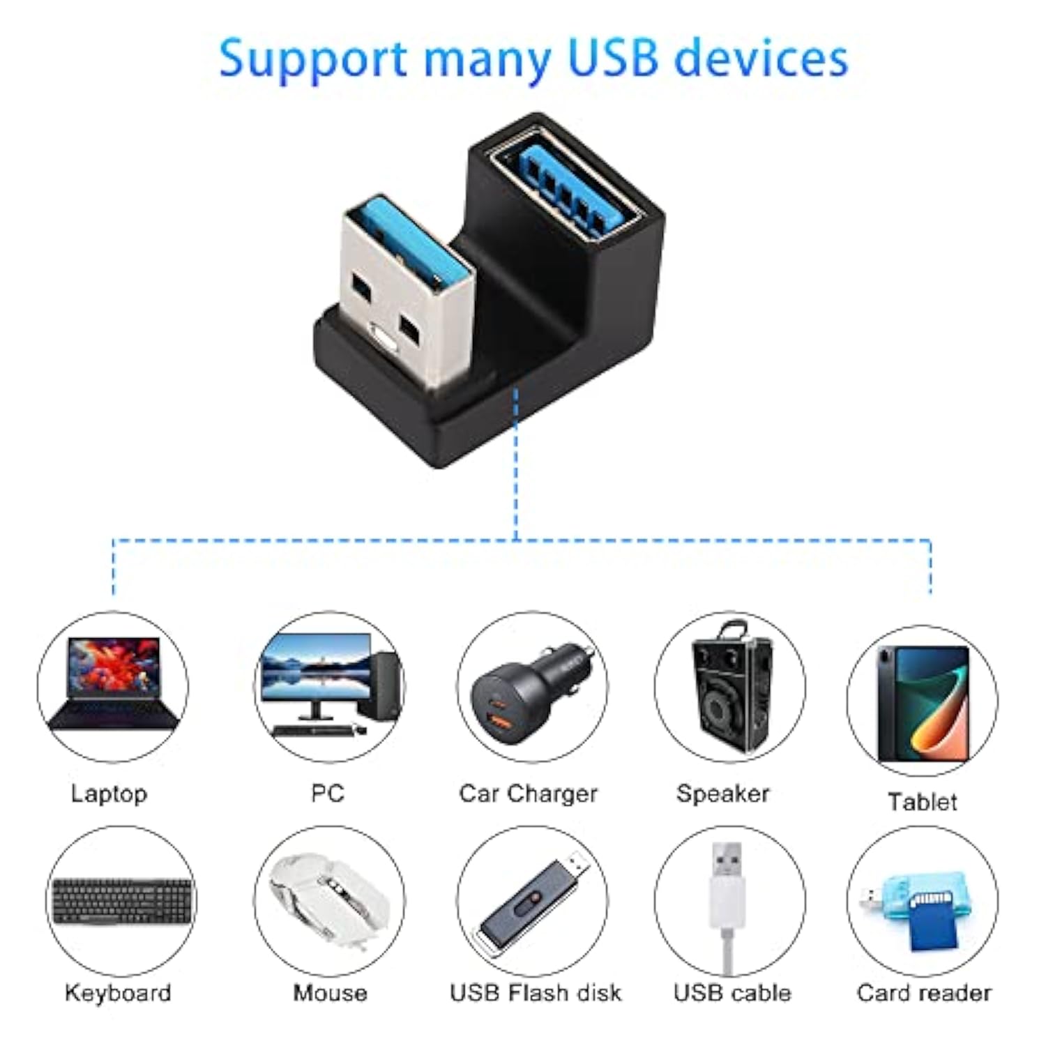 U-Shape Usb 3.1 Adapter 180 Degree Usb A Male To Female Coupler Connector 10Gb