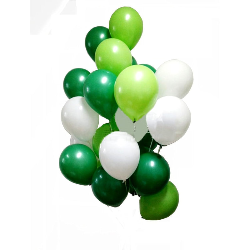 50 Pcs 12Inch Green And White Balloons,3 Color White Light Green Ballo