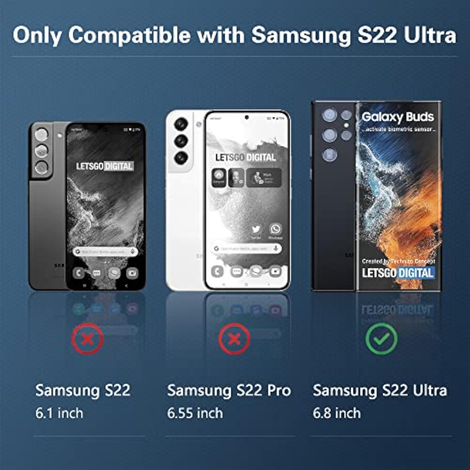 [Fingerprint Compatible][3-Pack] 3D Curved Tempered Glass For Samsung Galaxy S22 Ultra 5G Screen Protector, [Easy Installation With Alignment][Anti-Scratch][Case Friendly]