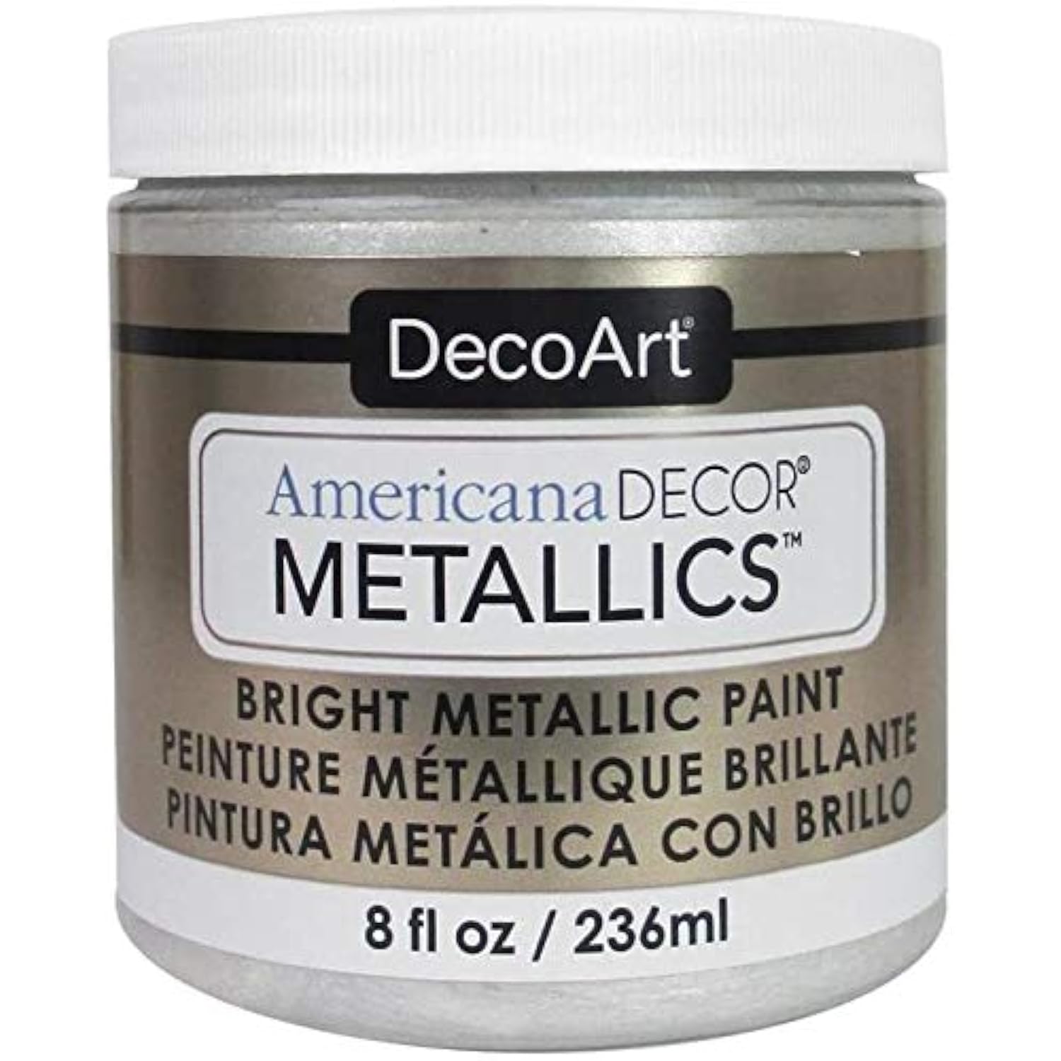 Americana Decor Metallics Pearl Paint - 8oz Metallic Pearl White Acrylic - Multi Surface Water Based Paint for Arts, Crafts, Home & Wall Decor, Gilding & Furniture + E-book