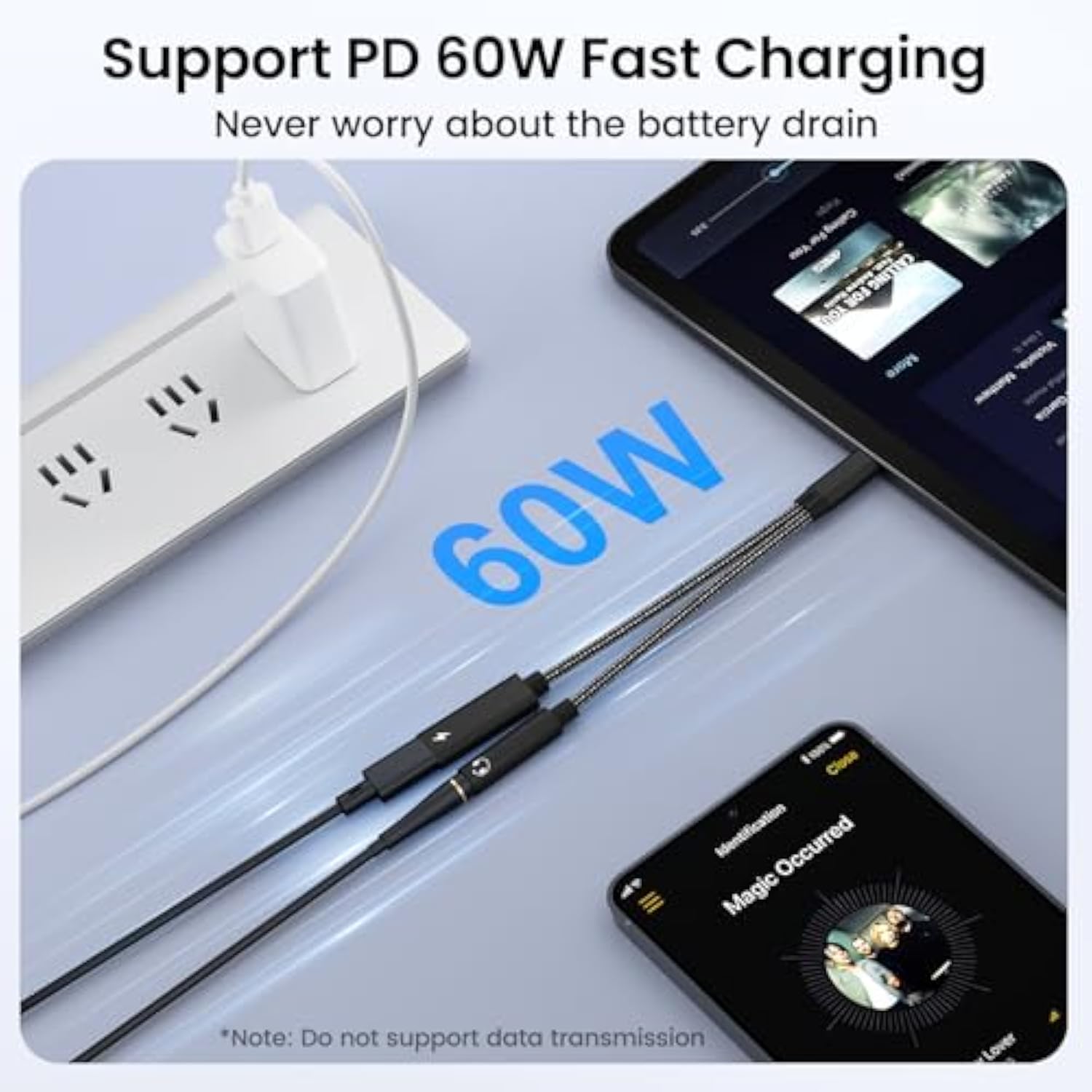 2 In 1 Usb C To 3.5Mm Headphone And Charger Adapter, Usb C To Aux Mic Jack With Pd 60W Fast Charging For Stereo, Earphones, Compatible With Samsung Galaxy S25/S24/S23/S22+, Google Pixel 8/7