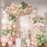 Pink & Sage Green Balloon Arch Kit: 131 Pcs Party Décor