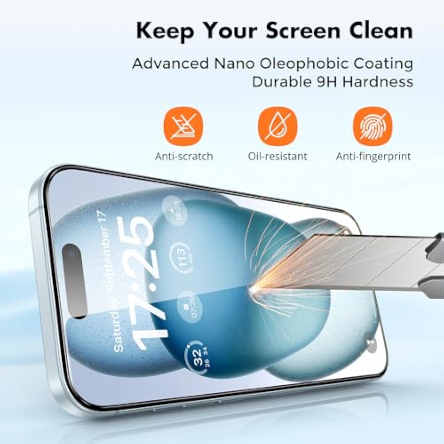 3-Pack Screen Protector For Iphone 15, Double Shatterproof Tempered Glass [Easy Installation Frame] [9H Hardness] [99.99% Hd Clear] [Case Friendly] For Iphone 6.1 Inch