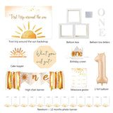 First Trip Around The Sun Birthday Decorations Party Supplies, Boho Sun 1St Birthday Decorations For Girl, First Trip Around The Sun Balloon Box Backdrop