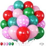 Christmas Balloons Red Pink Green Polka Dot Pearl Party Decoration