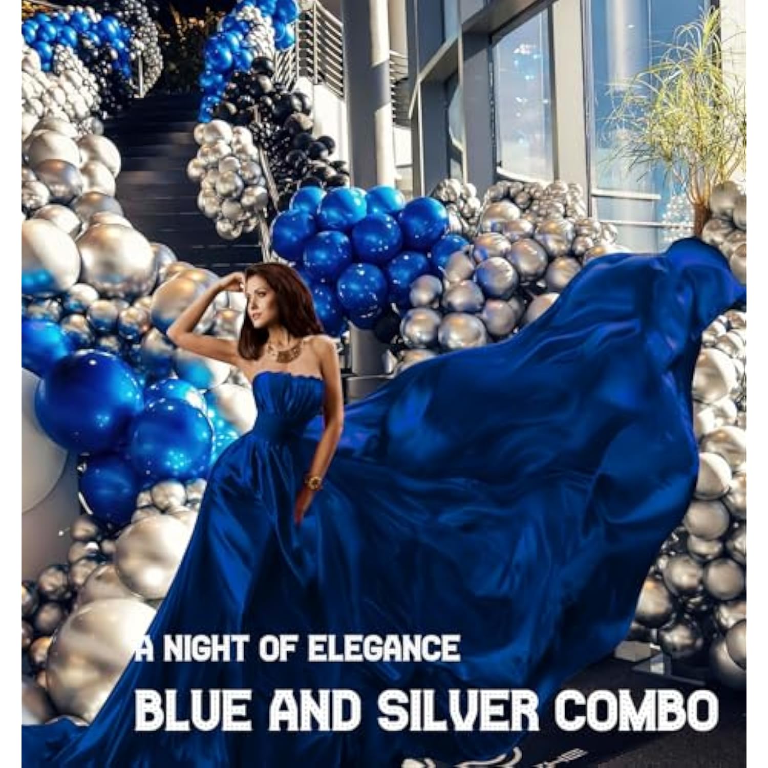 Royal Blue And Black Silver Balloon Garland Arch Kit 160+Pcs For Wedding Birthday Anniversary Baby Shower 2025 Graduation Prom Decorations