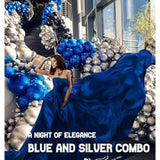Royal Blue And Black Silver Balloon Garland Arch Kit 160+Pcs For Wedding Birthday Anniversary Baby Shower 2025 Graduation Prom Decorations