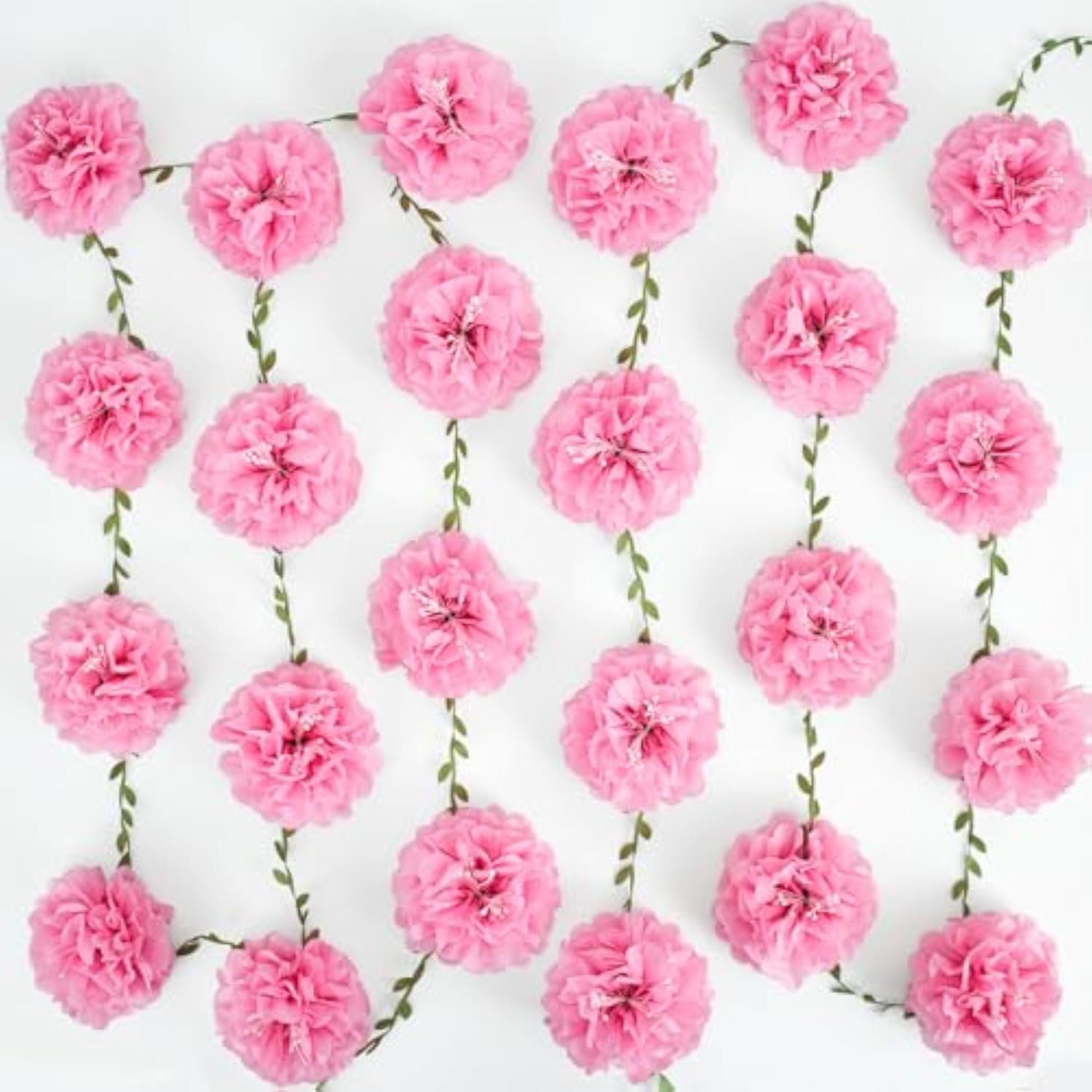 Pink Tissue Paper Flowers Pom Pom Spring Garland ?2Pcs? Hanging Decor Pink Party Decorations For Women Girls Birthday Bachelorette Baby Shower Wedding Party Supplies