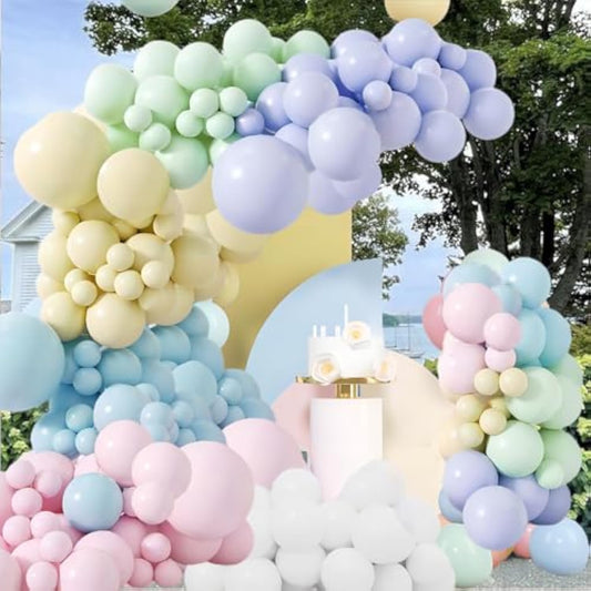 Rainbow Garland Arch Kit Birthday Party Decoration 17Ft Macaron Balloons For Magical Unicorn Pastel Baby Shower Ice Cream Party Easter Day Party Photo Booth Background