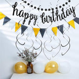 Black Glitter Happy Birthday Banner Kit: Pre-Strung Party Decorations