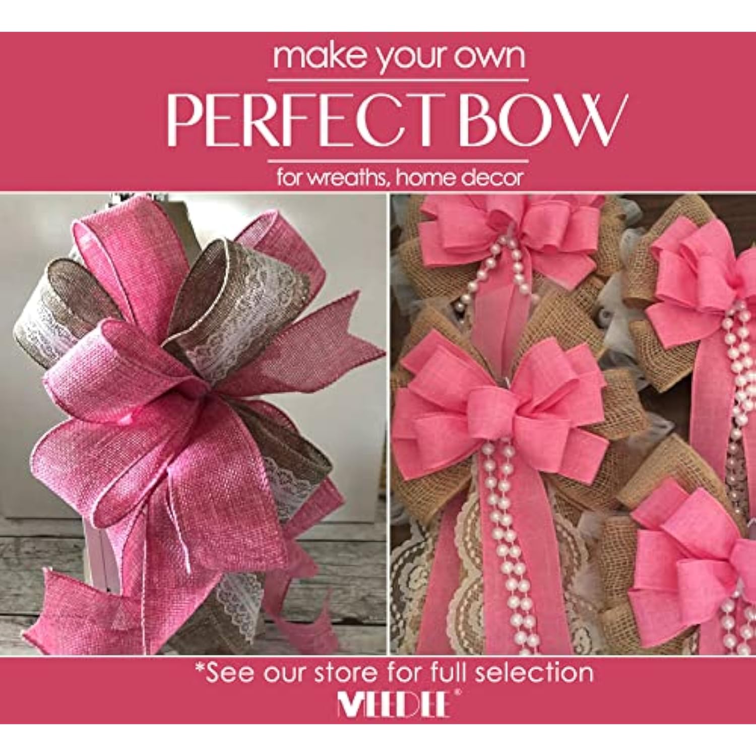 Hot Pink Ribbon Wired 1.5 Inch Pink Wired Ribbon Pink Burlap Ribbon Wi