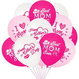I Love You Mom Balloons Mother's Day Latex Balloons Decorations 12 Inch Mom Balloons for Mother's Themed Party Balloons For Party Supplies Arch Decorations Party Sets-12 PCS