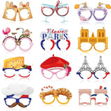 36 Pcs Paris Party Decorations France Theme Eyeglasses Paper Glasses Frame Eiffel Tower Photo Booth Props French Party Favors For Paris Baby Shower Birthday Supplies