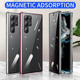 Anti Peeping Case For Samsung Galaxy S22 Ultra, 360 Degree Front And Back Privacy Tempered Glass Cover, Anti Spy Screen, Anti Peep Magnetic Adsorption Metal Bumper For S22 Ultra (Black)