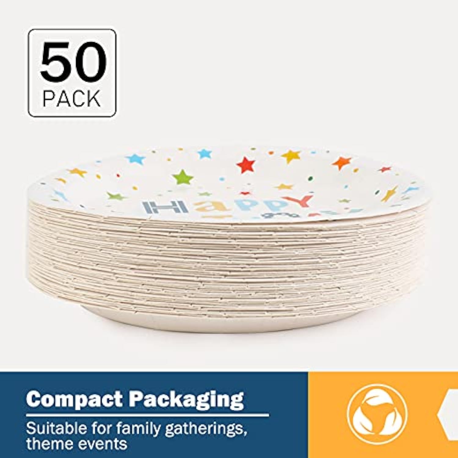 Happy Birthday Party Plates, 9Inch-50Pcs, Birthday Party Paper Plates, For Decorations
