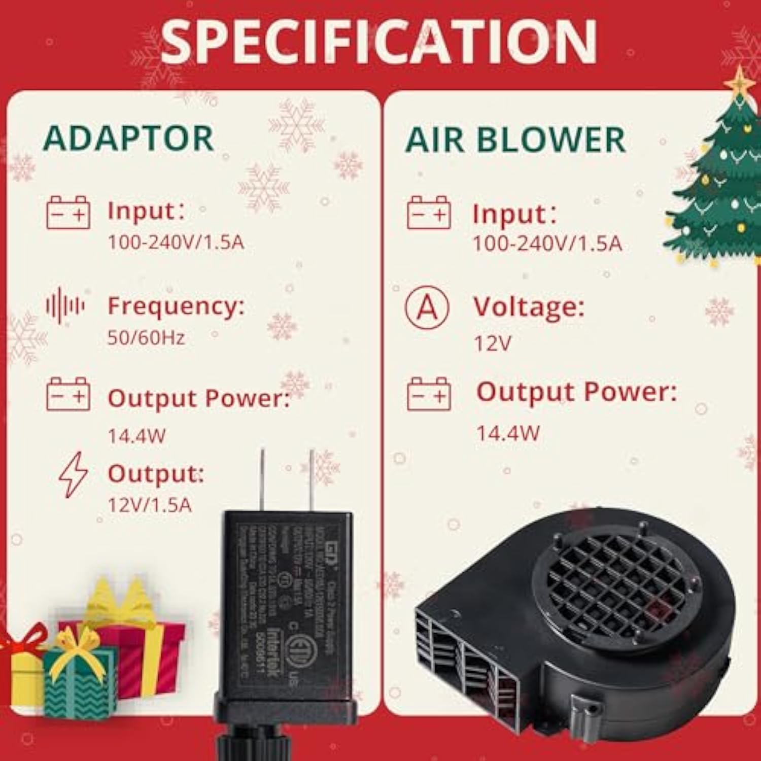 Replacement 1A Blower For Christmas Inflatables, 1.25A Adapter For Christmas Yard Inflatable Blow Up Outdoor Holiday Yar