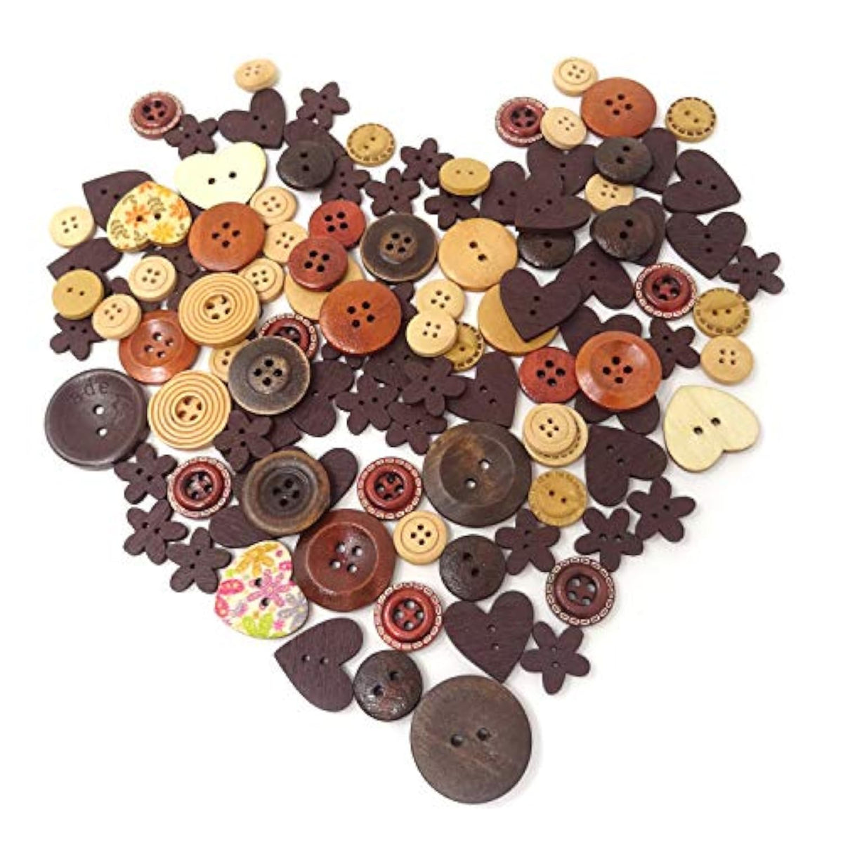 40G Assorted Shapes Coffee Colors Button Wooden Button Craft Sewing Bu