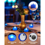 Flameless Candles, 24Pack Battery Operated Candle, Led Tea Lights Candles Battery Operated, Flickering Fake Tealights Candles For Halloween, Christmas, Wedding- Blue