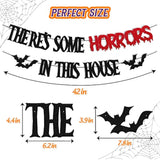 There’s Some Horrors in This House Halloween Banner Scary Bat Decor for Kids Party