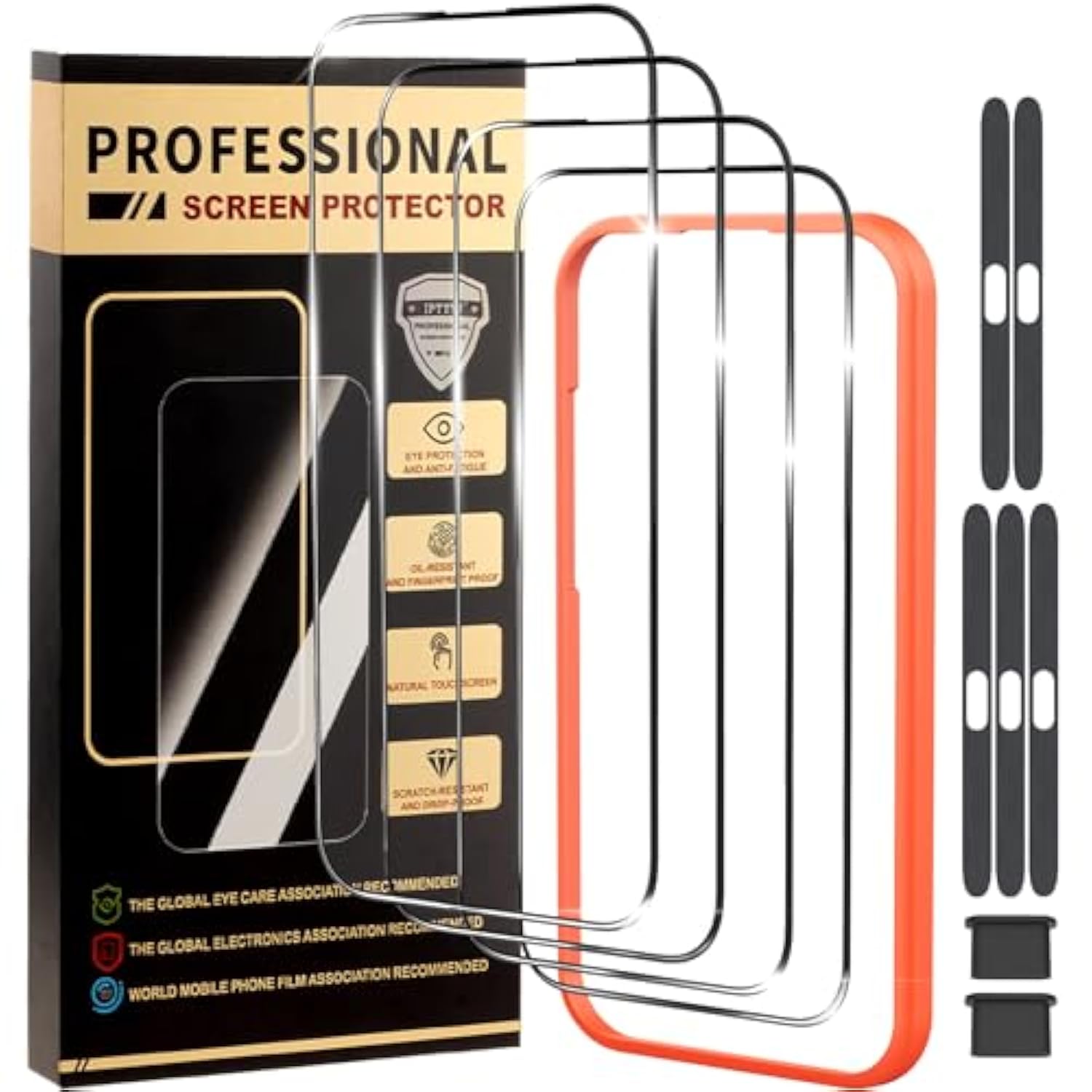 4 Pack For Iphone 16 Pro Max Screen Protector Tempered Glass Iphone 15 Pro Max Iphone 14 Pro Max Optional 9H With Install Frame Case Friendly No Bubbles Military Grade Shatterproof