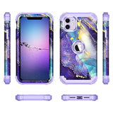 For Iphone 11 Case,Three Layer Heavy Duty Shockproof Protection Hard Plastic Bumper +Soft Silicone Rubber Protective Case For Apple Iphone 11 6.1 Inch,Purple