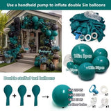 Teal Balloon Garland Arch Kit Double Stuffed, Dark Turquoise Teal-Green Aqua Balloon Different Sizes 18/12/5 Inch for Baby Shower Birthday Wedding Bridal Summer New Year Party Decoration