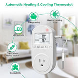 Temperature Controlled Outlet, Thermostat Outlet Compatible With Window Air Conditioner, Space Heaters, Fans, Auto On/Off, Ideal For Household, Greenhouse, Reptile, Incubator, 110V 15A