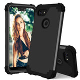 Google Pixel 3 XL Hard Cover Shockproof Soft Silicone Bumper Hybrid Three Layer Defender Heavy Duty Protective Wireless Charging Cell Phone Case for Women and Men Black