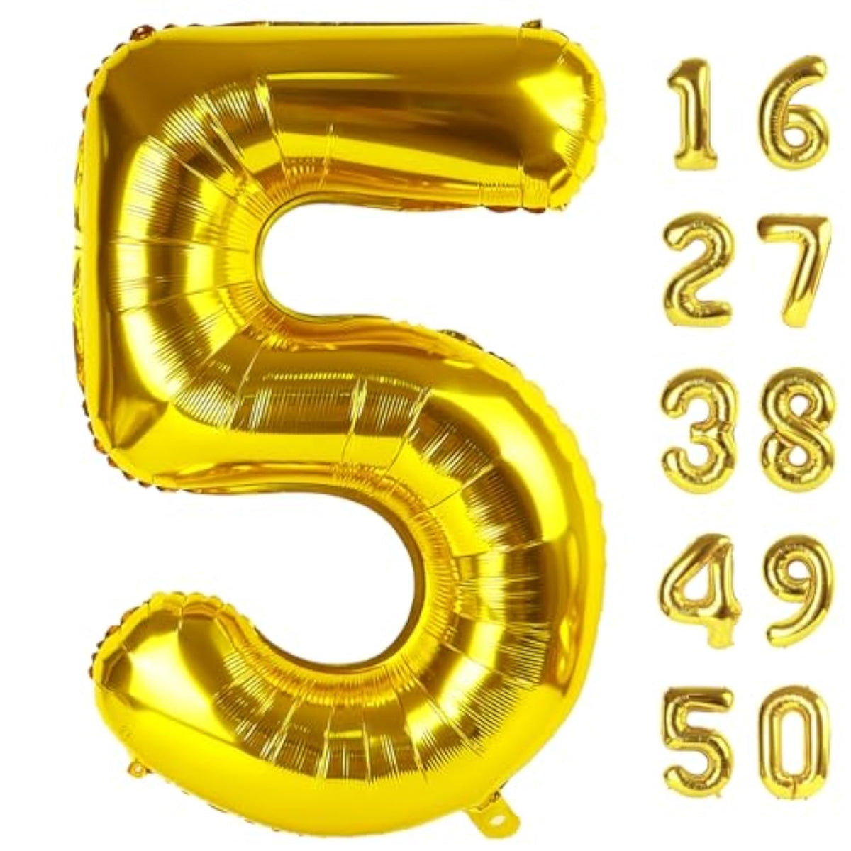 40 Inch Gold Balloon Number 5 Balloon Jumbo Mylar Foil Helium Balloon For 15 25 35 50 Big Giant Jumbo Huge Foil Mylar Balloons 55Th 65Th Birthday Balloons Men Women Party Decorations