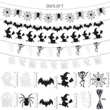 Halloween Banner Garland 5 PCS Bat Ghost Skeleton Witch White Black Glitter Decor