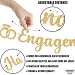 , Gold Glitter Happy Engagement Banner - 10 Feet, No Diy | Engagement Party Decorations | Engagement Party Banner | Engaged Banner, Bachelorette Party Decorations