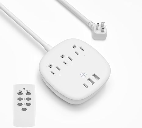 Remote Control Power Strip 3 Independent Outlets 3 USB Ports