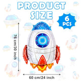 6 Pack Blue Rocket Foil Balloons Kids Baby Shower Space Theme Birthday Party Decor