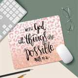 Inspirational Quote Mouse Pad, With God All Things Are Possible Motivational Computer Mouse Pad - Pink